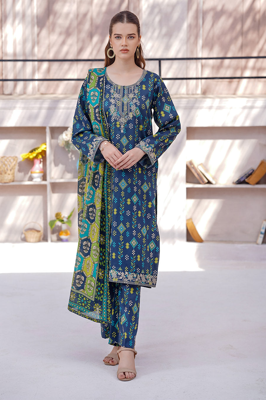 Waniya Stitched 3 Piece Digital Printed & Emb Lawn Collection'2025-Irena