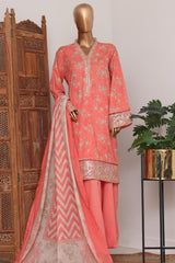 Bin Saeed Stitched 3 Piece Luxury Lawn With Bellbottom Suit-WC-2864- PINK