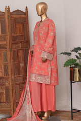 Bin Saeed Stitched 3 Piece Luxury Lawn With Bellbottom Suit-WC-2864- PINK