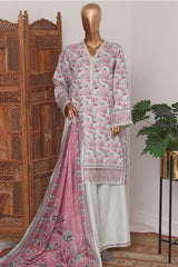 Bin Saeed Stitched 3 Piece Luxury Lawn With Bellbottom Suit-WC-2865- GREEN