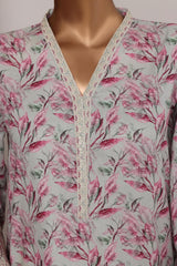 Bin Saeed Stitched 3 Piece Luxury Lawn With Bellbottom Suit-WC-2865- GREEN