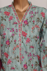 Bin Saeed Stitched 3 Piece Luxury Lawn With Bellbottom Suit-WC-2866- GREEN