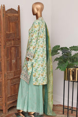 Bin Saeed Stitched 3 Piece Luxury Lawn With Bellbottom Suit-WC-2868- PISTA
