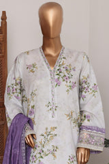 Bin Saeed Stitched 3 Piece Luxury Lawn With Bellbottom Suit-WC-2869- O/W