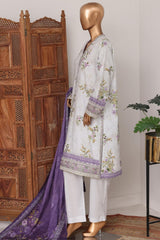 Bin Saeed Stitched 3 Piece Luxury Lawn With Bellbottom Suit-WC-2869- O/W