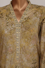Bin Saeed Stitched 3 Piece Luxury Lawn With Bellbottom Suit-WC-2870- MEHANDI