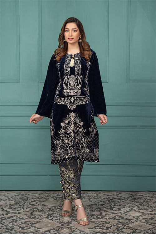 Panache Apparel Stitched Luxury Shawl Collection-Blue Bling
