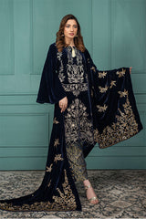 Panache Apparel Stitched Luxury Shawl Collection-Blue Bling