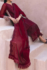Azure Ensembles 3 Piece Unstitched Festive Formals Suit-AS-116-Fire Lily