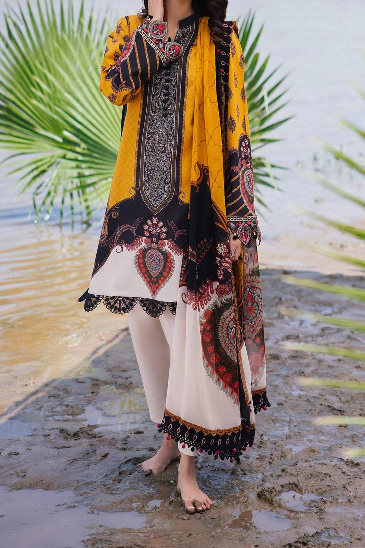 M Basics By Maria B Unstitched 3 Piece Emb Lawn Eid 2 Collection'2024-D-07-B