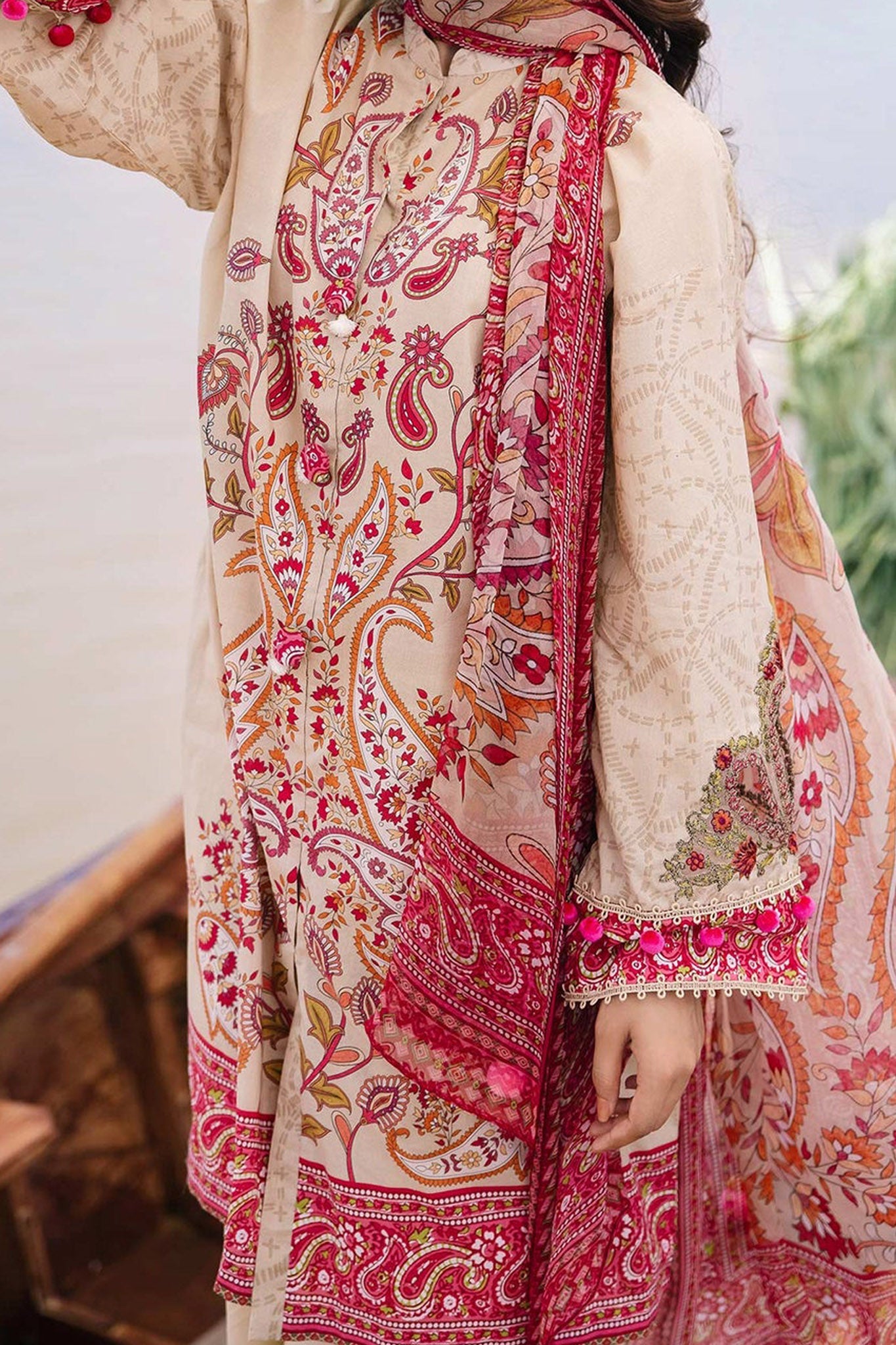 M Basics By Maria B Unstitched 3 Piece Emb Lawn Eid 2 Collection'2024-D-10-B