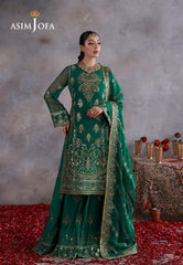 Asim Jofa Unstitched 3 Piece Wedding Festive Suit-AJULN-16 Embroidered Chiffon Unstitched 3 Pcs