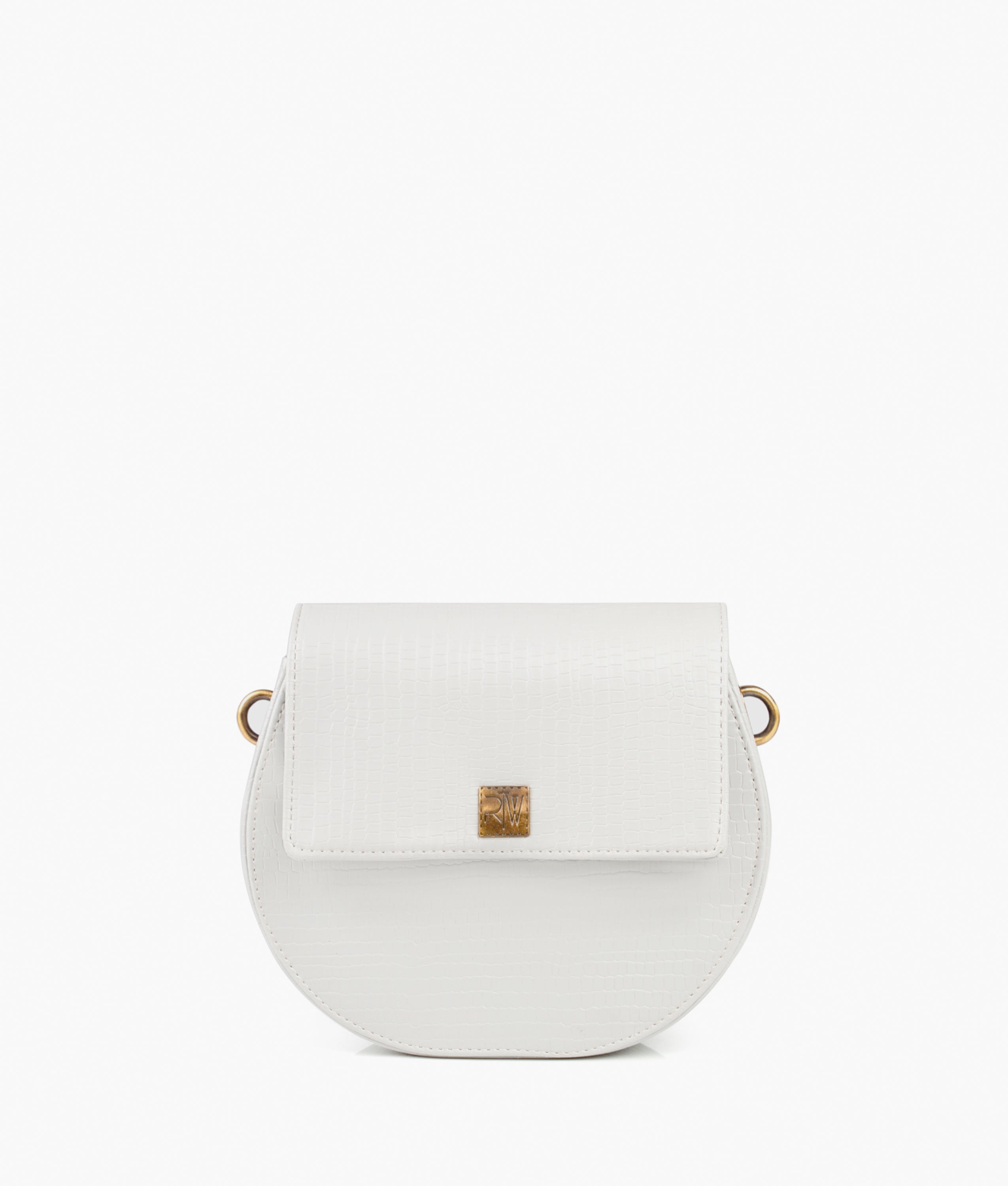 RTW Creation - White crocodile saddle bag