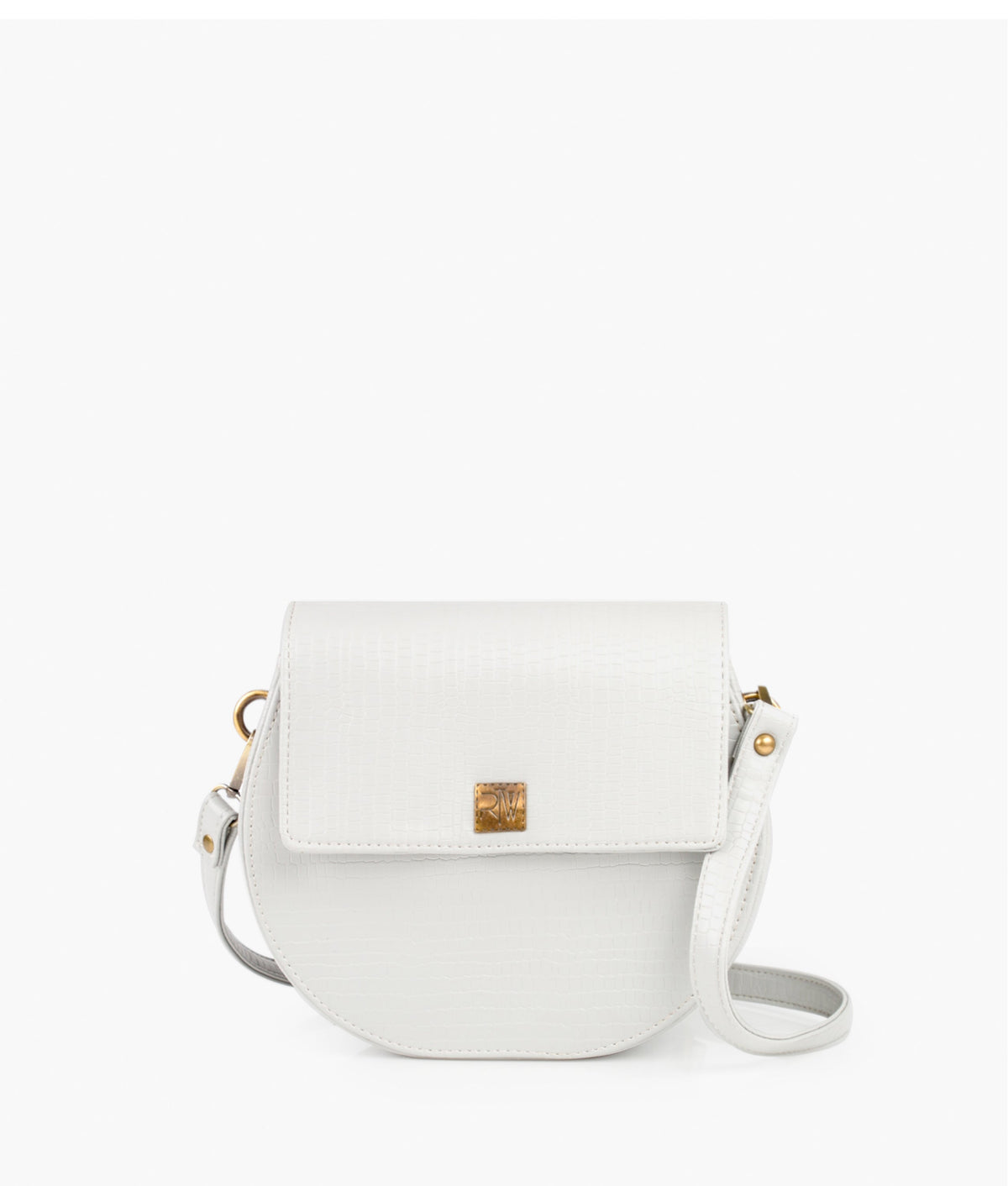 RTW Creation - White crocodile saddle bag