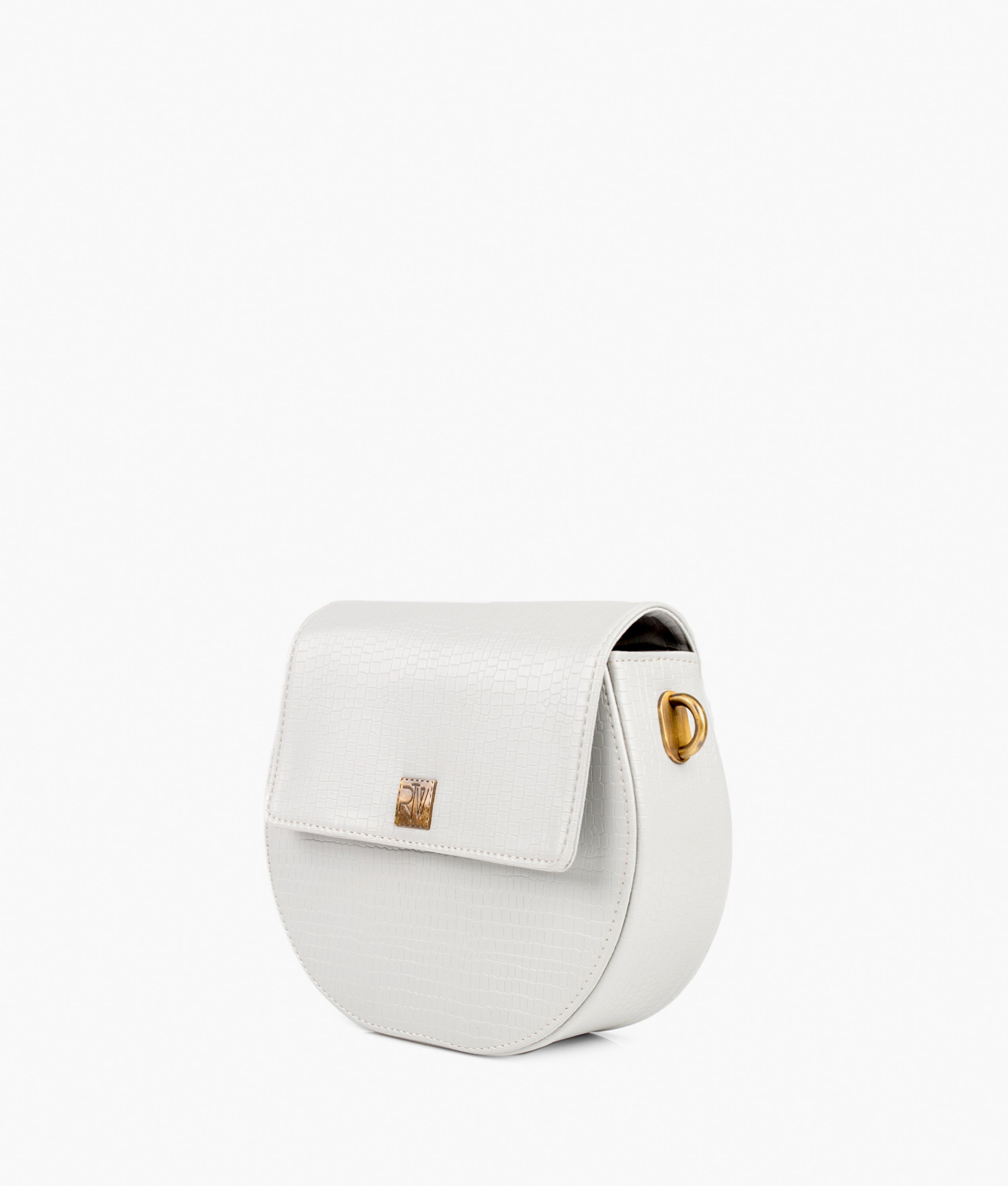 RTW Creation - White crocodile saddle bag