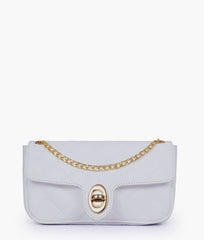 RTW Creation - White quilted small shoulder bag with chain