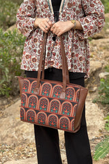 Fineur Side Rexine Canvas Tote Heritage Arch