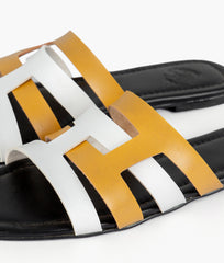 RTW Creation - Yellow and white color-blocking flats