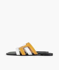 RTW Creation - Yellow and white color-blocking flats