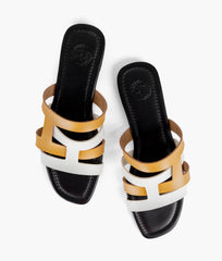 RTW Creation - Yellow and white color-blocking flats