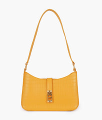 RTW Creation - Yellow crocodile baguette bag