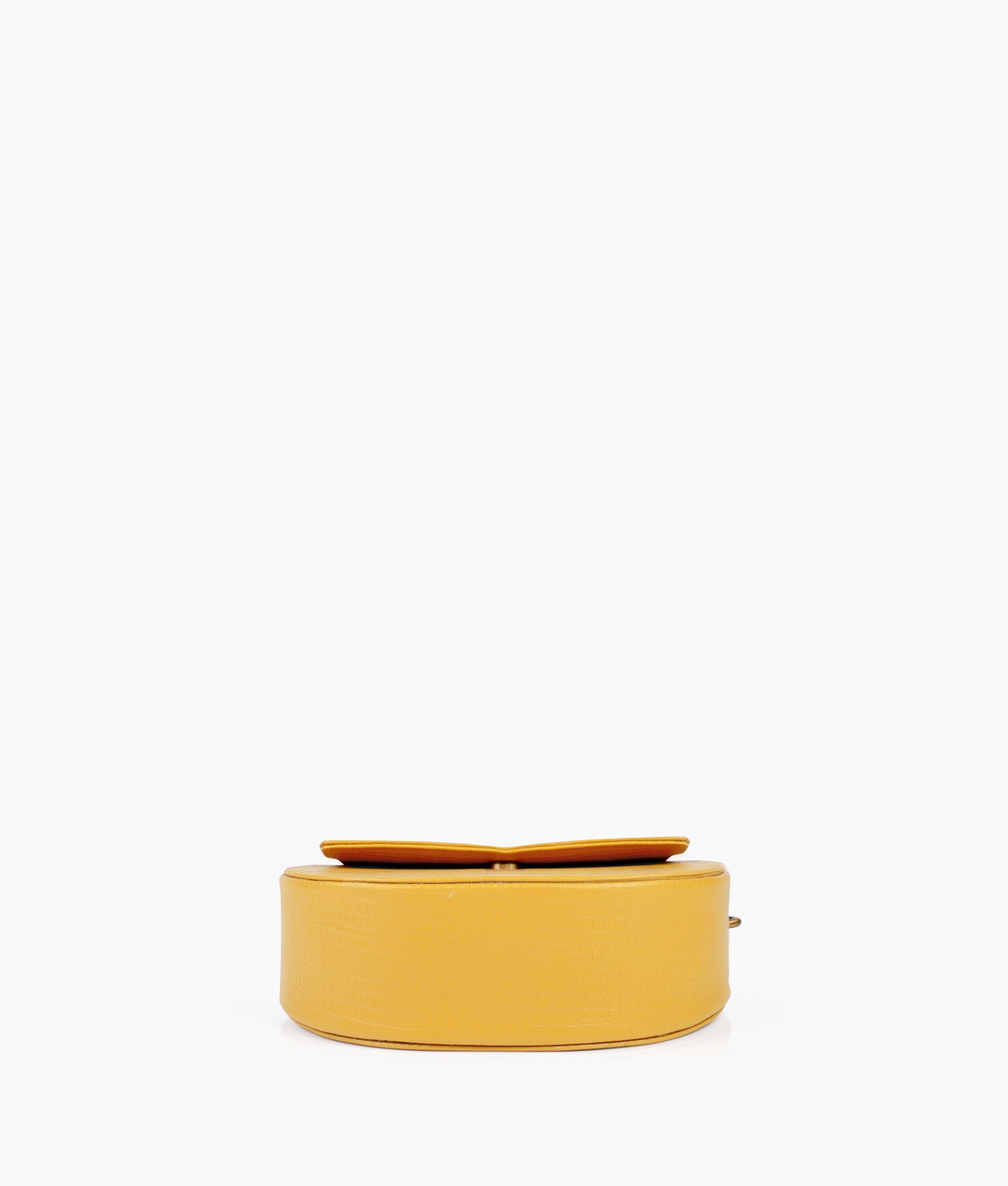 RTW Creation - Yellow crocodile saddle bag